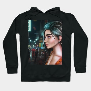 Cyberpunk city girl T-Shirt Hoodie